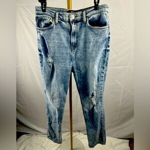 Hudson Holly Straight Jeans Womens 29 Distressed Light Acid Wash Zip Fly